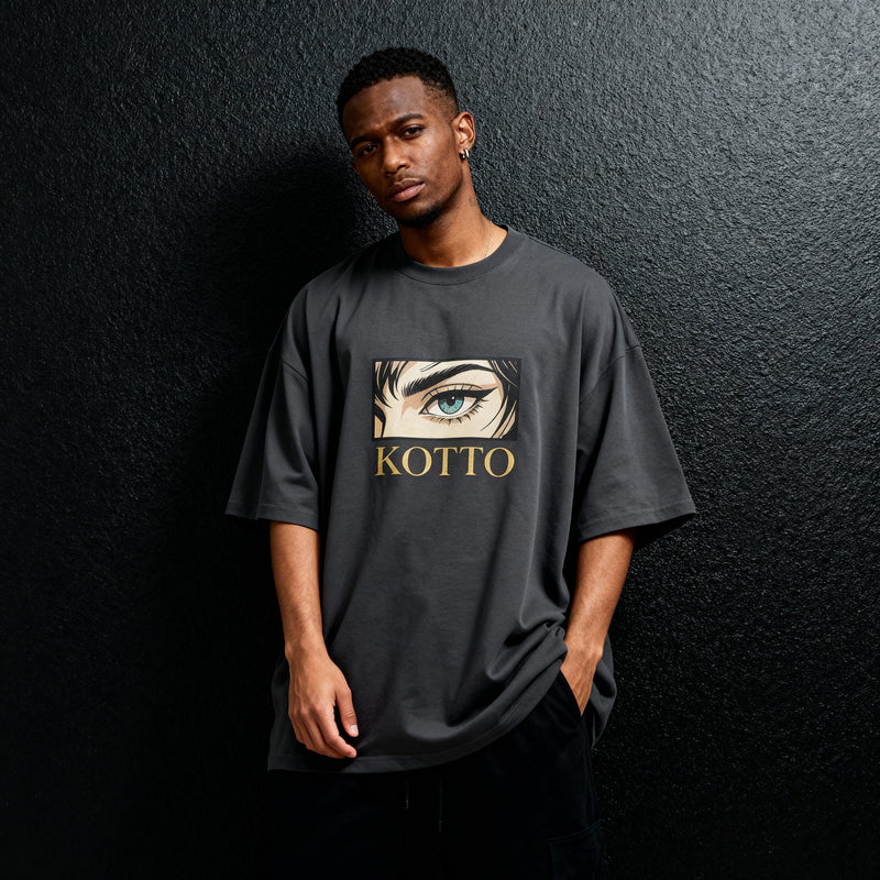 Kotto Brand Piercing Blue Eye - Oversized Faded T-Shirt